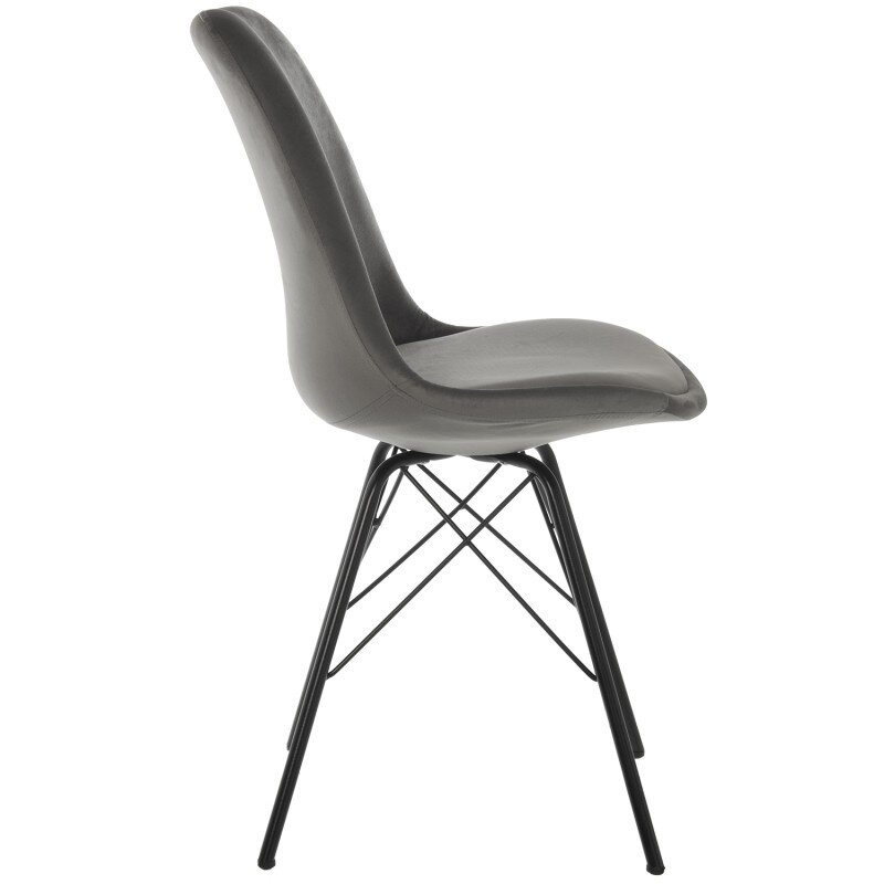 Silla Terciopelo Gris C/patas Metal Negro 48x55x83cm, Alt.asiento:50cm - Image 2