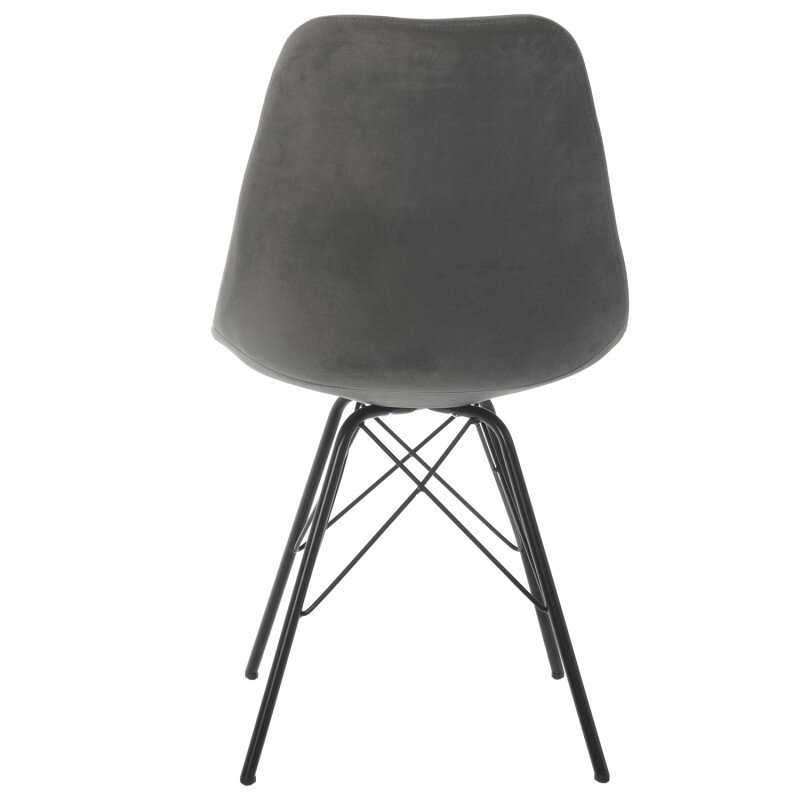 Silla Terciopelo Gris C/patas Metal Negro 48x55x83cm, Alt.asiento:50cm - Image 3