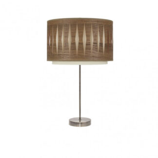 Sobremesa Alto Alexandra 1xe27 Cuero/madera Oscura 61x30x30 Cm