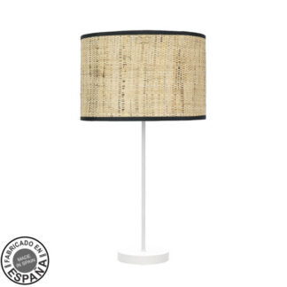 Sobremesa Alto Moda 1xe27 Blanco/cañizo Oscuro 63x30x30 Cm