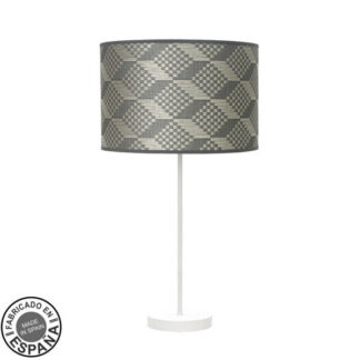 Sobremesa Alto Moda 1xe27 Blanco/tetris Gris 63x30 X30cm
