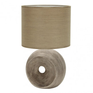 Sobremesa Ceramica Ea 1xe27 Beis Pantalla Beis 52x30x30 Cm