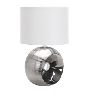 Sobremesa Ceramica Ea 1xe27 Cromo Pantalla Blanca 52x30x30 Cm