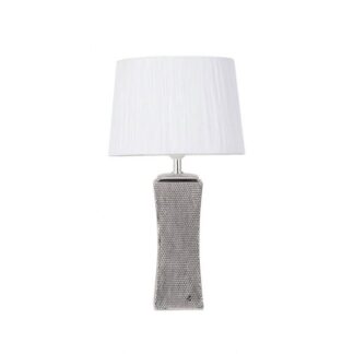 Sobremesa Ceramica Palo Santo 1xe27 Plata Brillo C/pant Blanca 50.5x28x28 Cm
