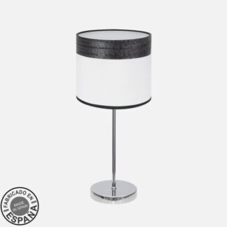 Sobremesa Cloe 1xe14 Cromo/blanca-madera Negra 42X18X18 CM