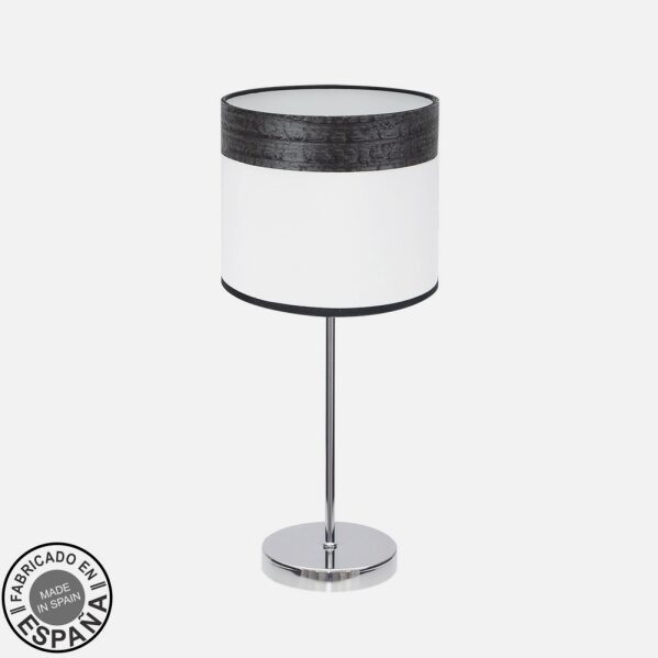 Sobremesa Cloe 1xe14 Cromo/blanca-madera Negra 42X18X18 CM