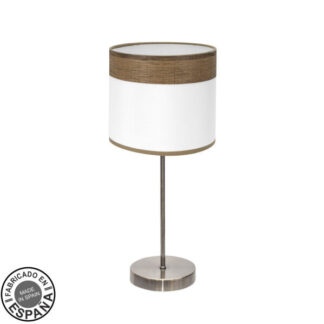 Sobremesa Cloe 1xe14 Cuero/blanca-madera Oscura 42x18x18 cm