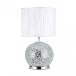 Sobremesa Cristal Secoya 1xe27+LED 5W 4000K 2 Encend.indep  50x30x30 Cm Mosaico Espejo/cromo  C/pant Blanca