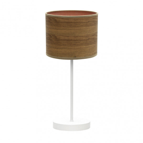 Sobremesa Jerte 1xe14 Blanco/madera Oscura 42x17x17 Cm