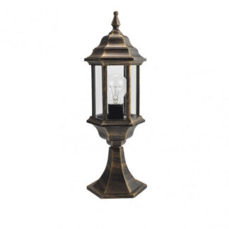 Sobremuro Exterior Aluminio Pollux 1xe27 Neg/oro 48,5x17x17 Cm Ip44