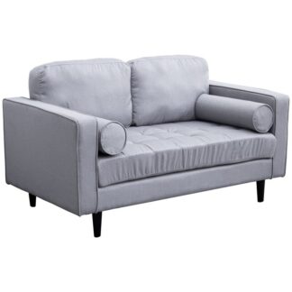Sofá 2 Plazas Lino Gris C/patas Madera 145x83x80cm, Alt.asiento:44cm