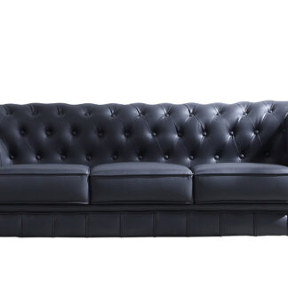 SOFÁ CHESTERFIELD 3 PLAZAS SÍMIL PIEL NEGRO