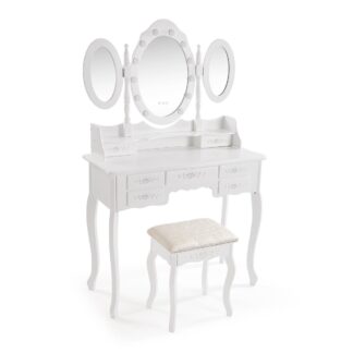 TOCADOR BLANCO CON TABURETE Y LUCES LED GLOW