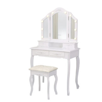 TOCADOR BLANCO CON TABURETE Y LUCES LED SPARKLE