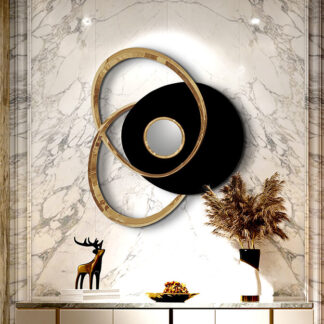 TRIO-ESCULTURA PARED-NEGRO/ORO ROSA