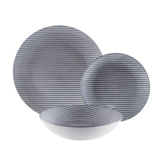 VAJILLA 18 PIEZAS RAYAS AZUL