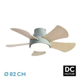 Ventilador 25w Dc Verde Gregario 5 Aspas Rev. Blanca/haya 6 Vel. 3000-4000-6000k 82D Remoto,memoria y Temporizador