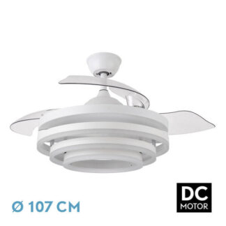 Ventilador 72w Dc Kai Blanco 3 Aspas Transp. 6 Vel. 3 Colores 43/58x50/107 C/remoto,reg.intensidad,memoria Y temp. 6120lm