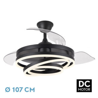 Ventilador 72w Dc Kai Negro 3 Aspas Transp. 6Vel. 3 Colores 43/58x50/107 C/remoto,reg.intensidad,memoria Y temp. 6120lm