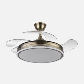 Ventilador Bayomo 59w 6980lm Cuero 4 Aspas Desp. 34,5/42x50/107d.3 Color, Dc.remoto+Reg.Intensidad