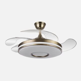 Ventilador Dani 59w 6980lm Cuero 4 Aspas Desplegables 106d 3000-4200-6500k Remoto, Reg.Intensidad, Memor. Y Tempor. 24