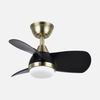 Ventilador Dc 24w Pirdo Cuero/negro 3 Aspas 60d 2400lm 6 Velocidades 3000-4500-6000k  C/remoto, Memoria Y Temporizador