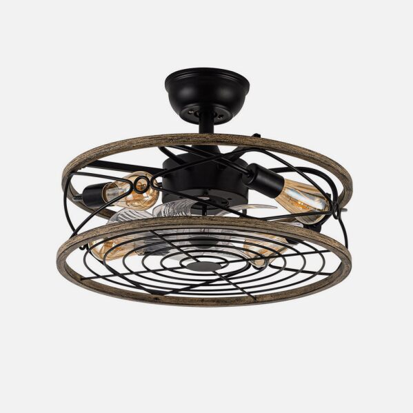 Ventilador DC 4xe27 Arcadia Negro 8 Aspas Transparentes 31/40x50x50cm 6 Velocidades C/remoto Y Temporizador