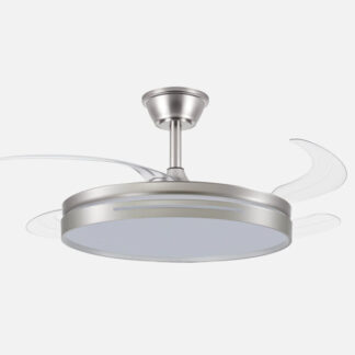 Ventilador Dc 59w Micenas Niquel 4asp.transp.106d 6velocidades 6980lm 3colores Remoto,reg.intensidad,memoria Y Temporizador 26