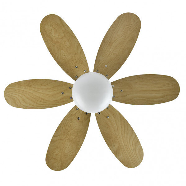 Ventilador Dc Alves 2xe27 Blanco Con 6 Aspas Rev. Blanco/haya 41x85d C/ Remoto Y Temporizador - Image 3