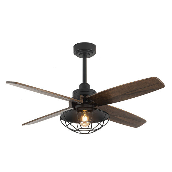Ventilador Dc Aquilo Negro 1xe27 4Asp Roble 6Veloc C/Remoto Y Temporizador 44,5/57x119,4x119,4 Cm - Image 4