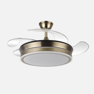 Ventilador Dc Bayomo Cuero 59w 6980lm 91d 4asp.desplegables 3000-4000-6000k Remoto, Regulable Intensidad, Temporizador, Memoria