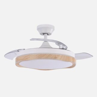 Ventilador Dc Blondi Blanco/haya 72w 3aspas 107d 7200lm 6vel 3000k,4500k,6000k, Remoto+temporizador+memoria