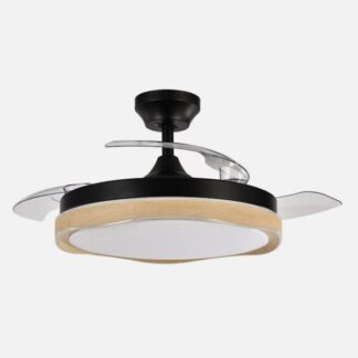 Ventilador Dc Blondi Negro/madera 72w 3aspas107d 7200lm 6vel 3000k,4500k,6000k Remoto+temporizador+memoria