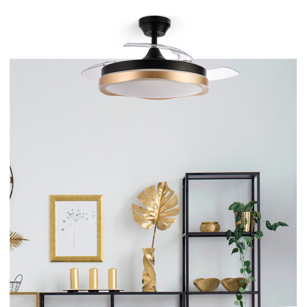 Ventilador Dc Blondi Negro/oro 72w 3aspas 107d 7200lm 6vel 3000k,4500k,6000k, Remoto+temporizador+memoria - Image 3