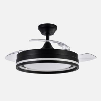 Ventilador Dc Cerrato Negro 72w 3aspas Desplegables 107d 7200lm 6vel 3000k,4000k,6000k, Remoto+temporizador+memoria