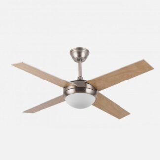 Ventilador Dc Ciro 2xe27 Niquel 4 Asp.rev. Plata/haya 35/45x116,8d Remoto Y Temporizador