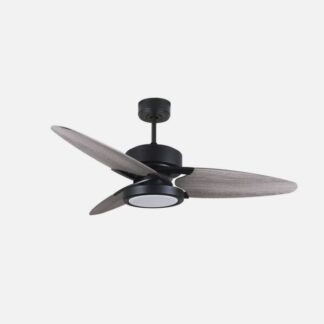 Ventilador Dc Cross 30w Negro 3 Aspas Gris/roble 6vel. 3 Colores 3250lm 132d Remoto, Memoria Y Temporizador