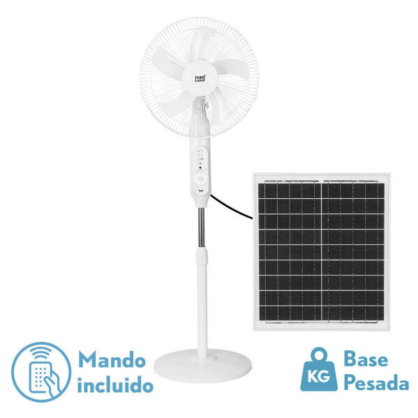 Ventilador DC De Pie Solar Clima Blanco 30w 3vel 5asp Puerto Usb Y Luz C/remoto 43d Cable 4,20m - Image 3