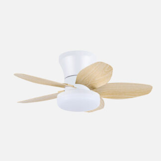 Ventilador Dc Haran 15w 1800lm Blanco/haya 5aspas 62d 3000k-4200k-6500k Regulable Intensidad+Remoto+temporizador+memoria
