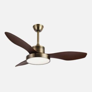 Ventilador Dc Hayate 24w 2650lm Cuero/roble 3aspas 97d 6vel 3000-4000-6000k Remoto,memoria Y Temporizador