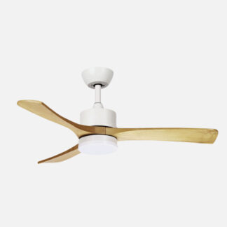 Ventilador Dc Hellin 18w Blanco/haya 3aspas 6vel 106d 2250l m3000-4500-6500k Remoto+memoria+temporizador