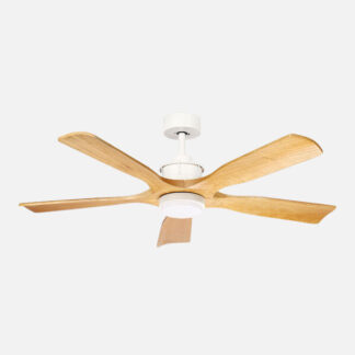 Ventilador Dc Letur 18w Blanco/haya 5aspas 6vel 132d 2250lm 3000-4500-6500k Remoto+memoria+temporizador