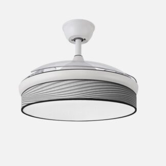 Ventilador Dc Moda 72w Blanco/surco Gris 108d 3aspas 7200lm 3000k,4000k,6000k Remoto+memoria+temporizador