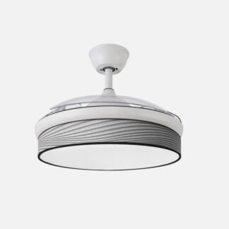 Ventilador Dc Moda 72w Blanco/surco Gris 91d 3aspas 7200lm 3000-4000-6000k Remoto+ Memoria+ Temporizador