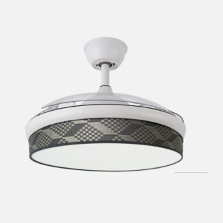 Ventilador Dc Moda 72w Blanco/tetris Gris 108d 3aspas 7200lm 3000-4000-6000k Remoto+ Memoria+ Temporizador