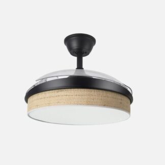 Ventilador Dc Moda 72w Negro/cañizo Claro 91d 3aspas 7200lm 3000-4000-6000k Remoto+ Memoria+ Temporizador