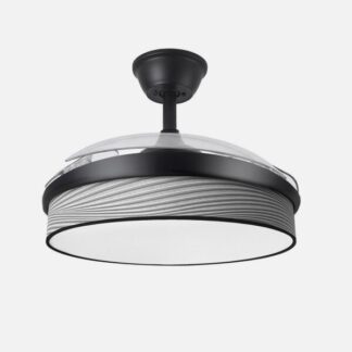 Ventilador Dc Moda 72w Negro/surco Gris 108d 3aspas 7200lm 3000k,4000k,6000k Remoto+memoria+temporizador