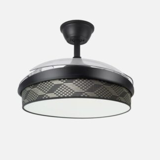 Ventilador Dc Moda 72w Negro/tetris Gris 108d 3aspas 7200lm 3000-4000-6000k Remoto+ Memoria+ Temporizador