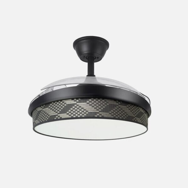 Ventilador Dc Moda 72w Negro/tetris Gris 91d 3aspas 7200lm 3000-4000-6000k Remoto+ Memoria+ Temporizador