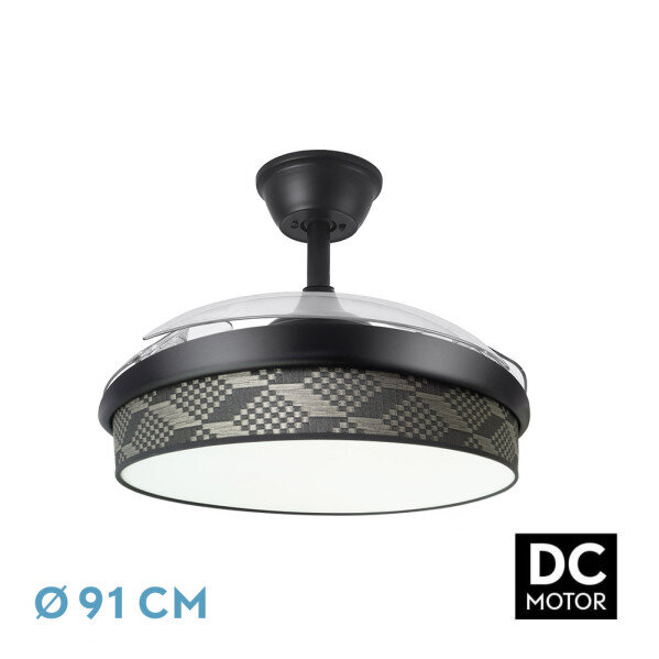 Ventilador Dc Moda 72w Negro/tetris Gris 91d 3aspas 7200lm 3000-4000-6000k Remoto+ Memoria+ Temporizador - Image 3